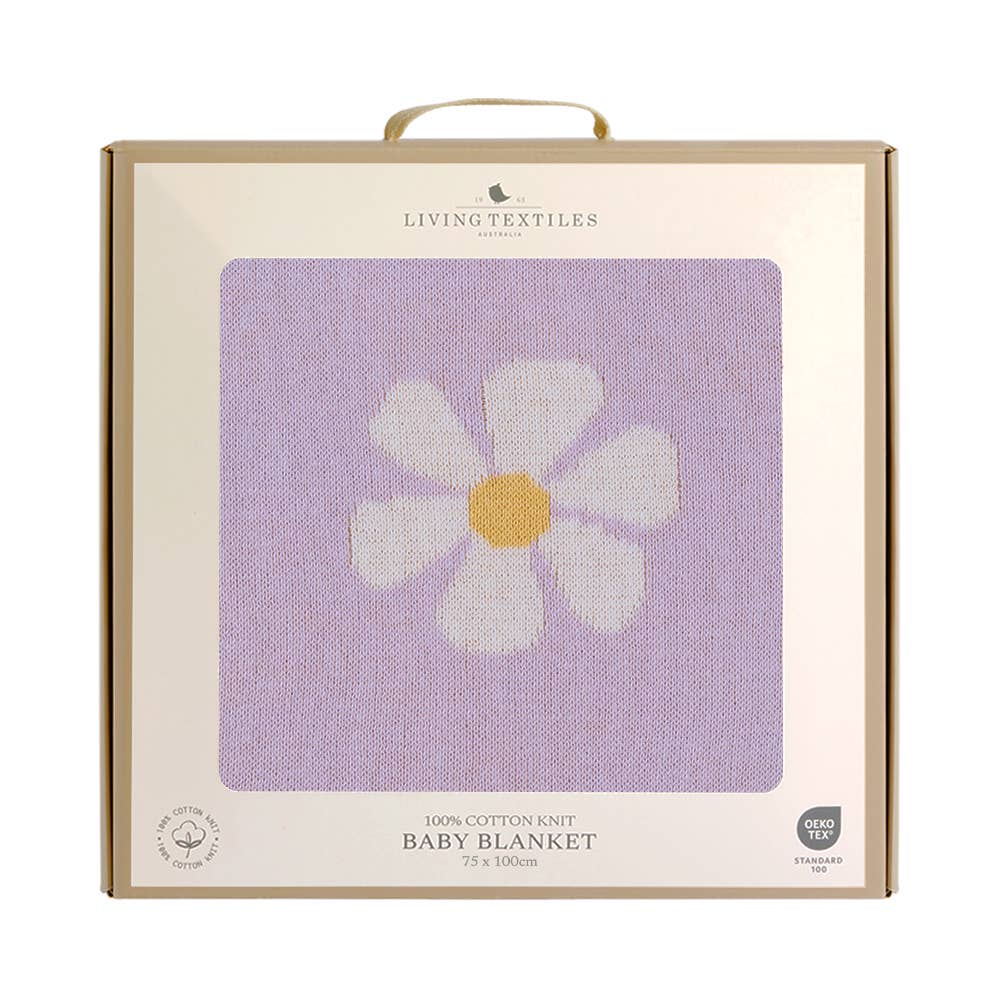 Pram Knitted Blanket | Lilac Daisy Dreams