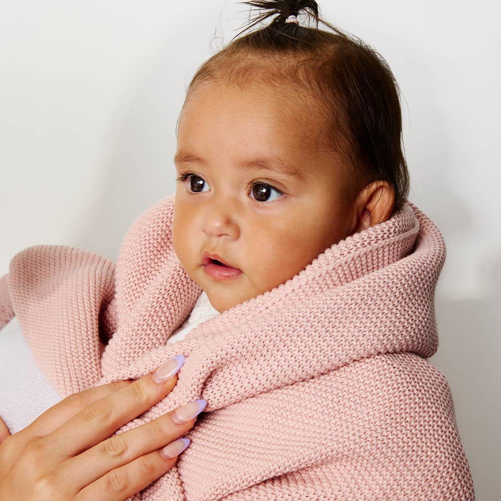 Pram Knitted Blanket | Dusty Rose