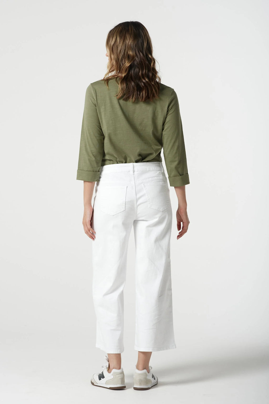 5 Pocket Crop Wide Leg Jean - White