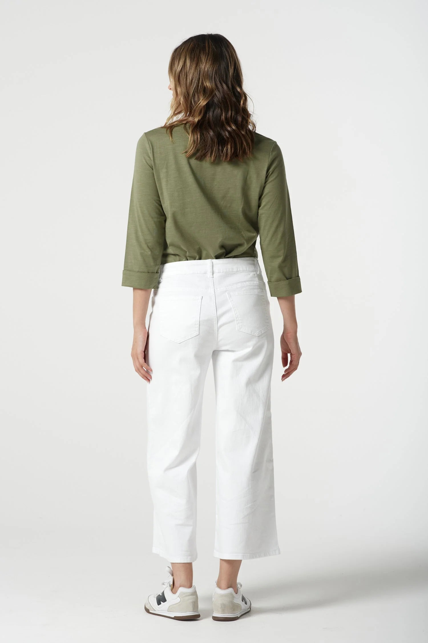 5 Pocket Crop Wide Leg Jean - White
