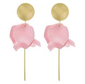 Olivia Matte Gold and Light Pink Flower Petal Dangle Earrings with Gold Post Dangle