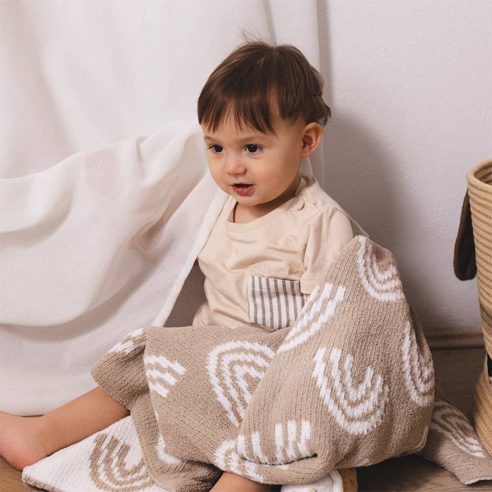 Chenille Blanket - Rainbow Taupe