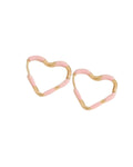 Hannah Heart Enamel & Stainless Steel Hoop Earrings in Light Pink
