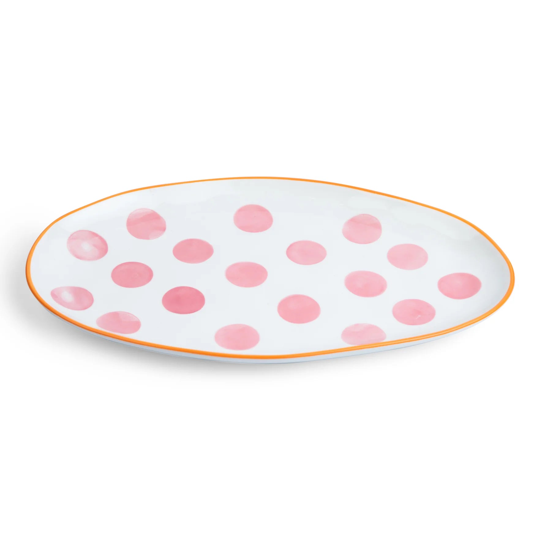 NOSS Small Oval Ceramic Platter - Orange & Pink Spots