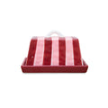 NOSS Ceramic Butter Dish - Pink & Burgundy Stripe