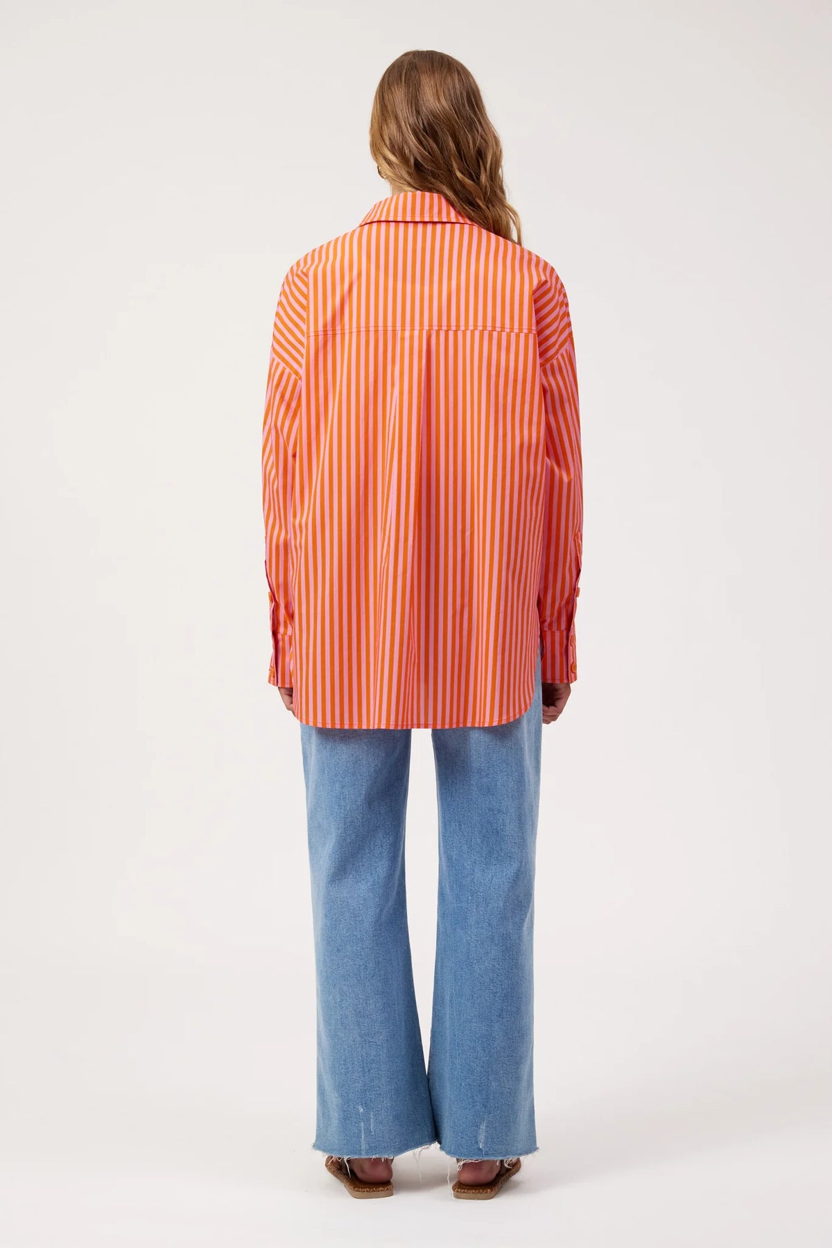 Mykonos Embroidered Stripe Shirt | Pink