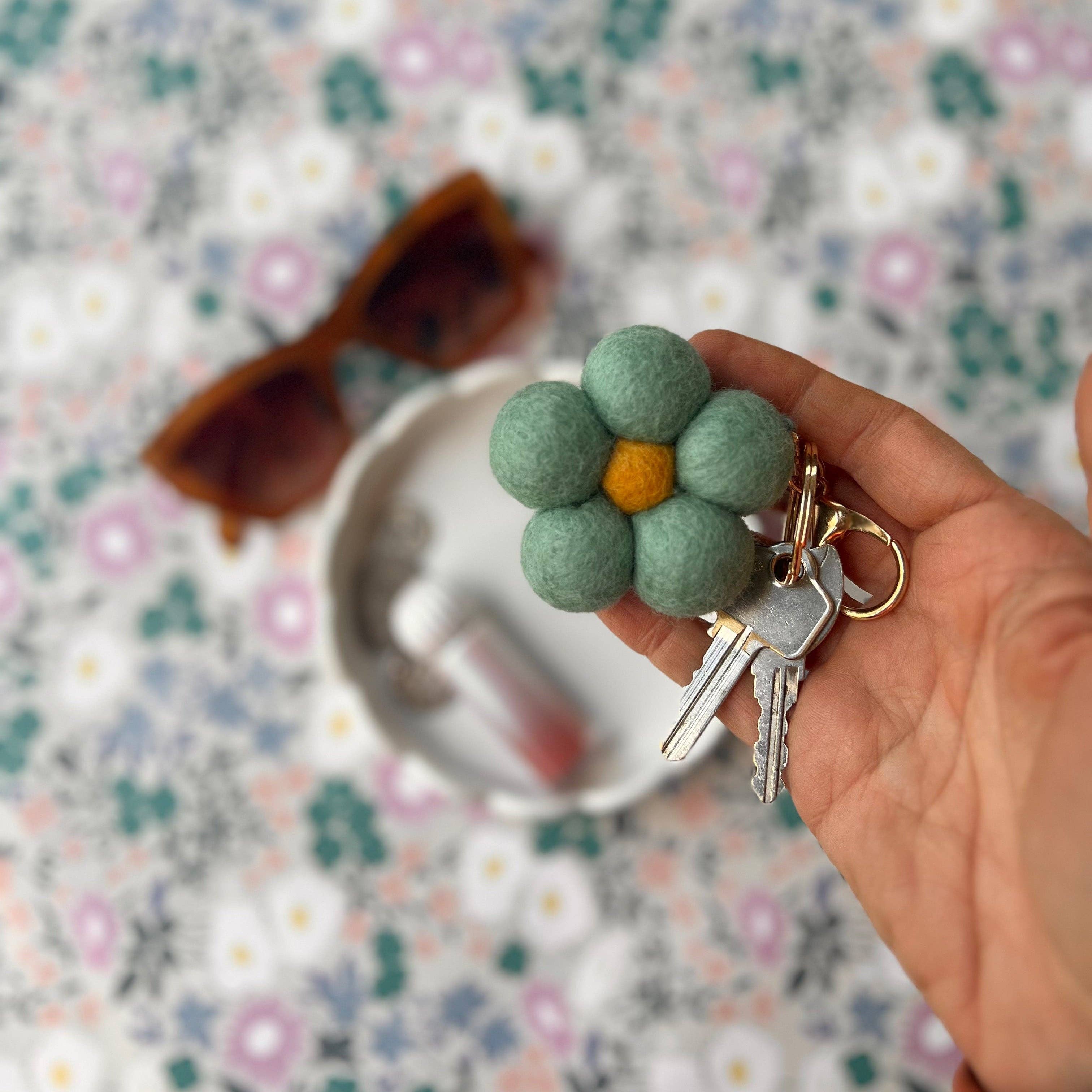 Felt Flower Keychain | Bag Charm - Vintage Petals