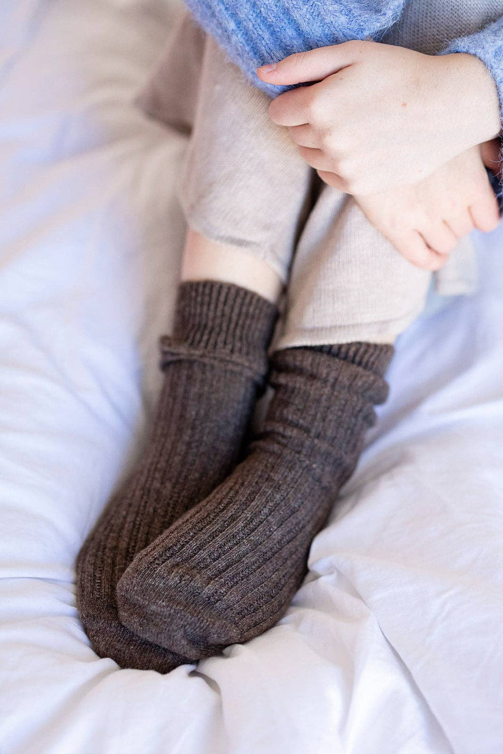 Chocolate Toasty Toes Woollen Ribbed Crew Socks
