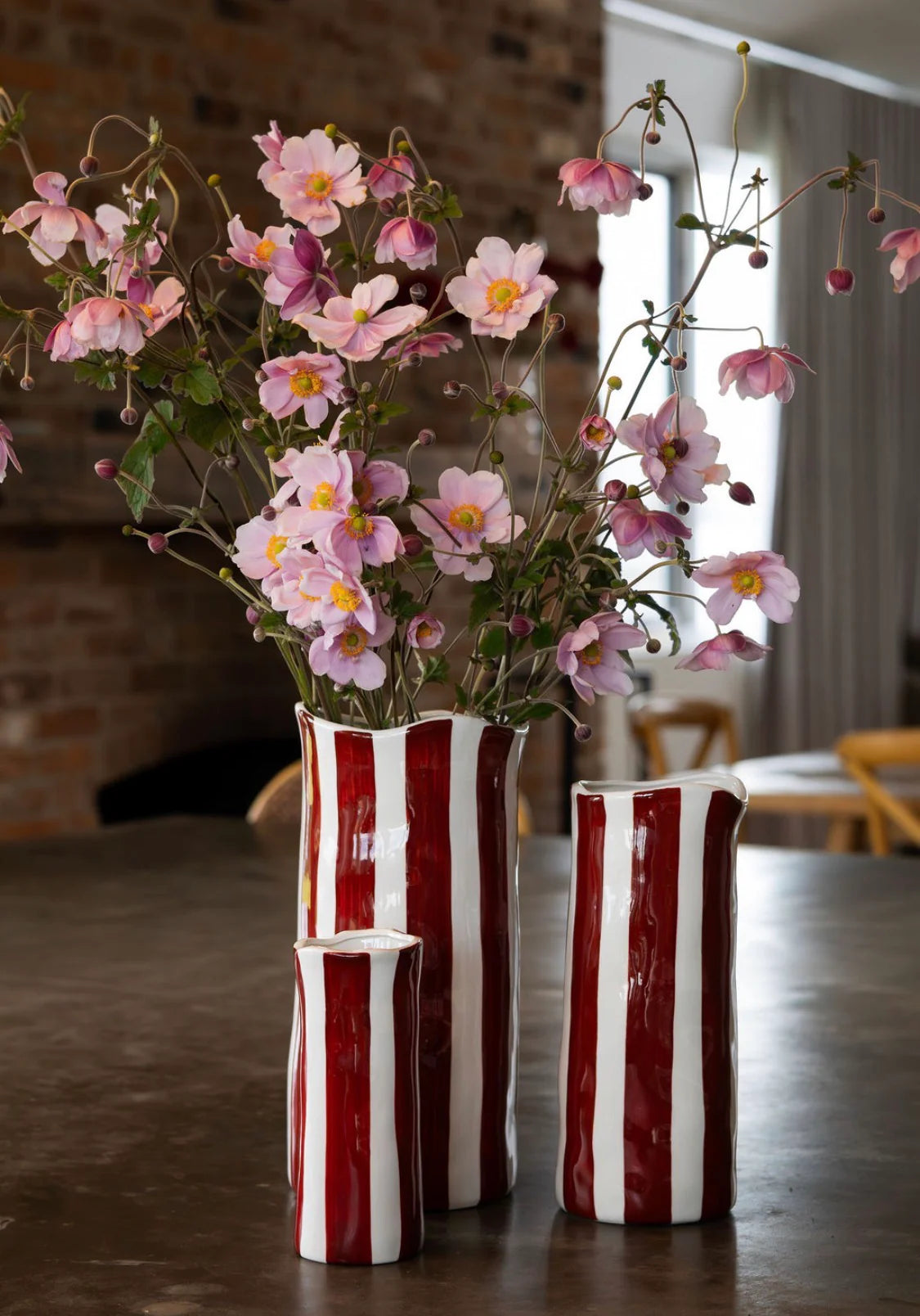 NOSS Medium Vase - Burgundy Stripe