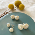 Sterling Silver Freshwater Pearl Stud Earrings | Large