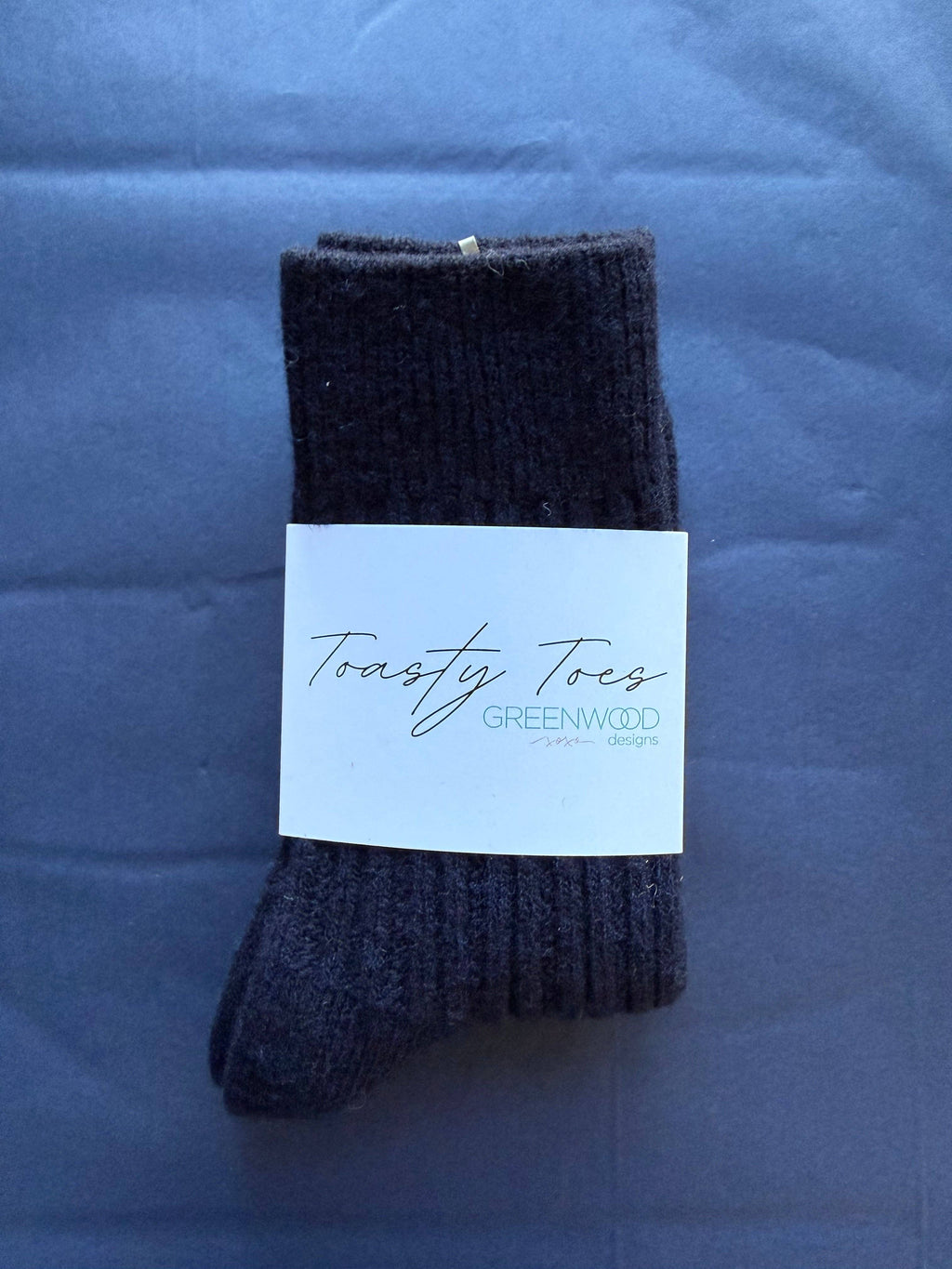 Navy Toasty Toes Woollen Ribbed Crew Socks