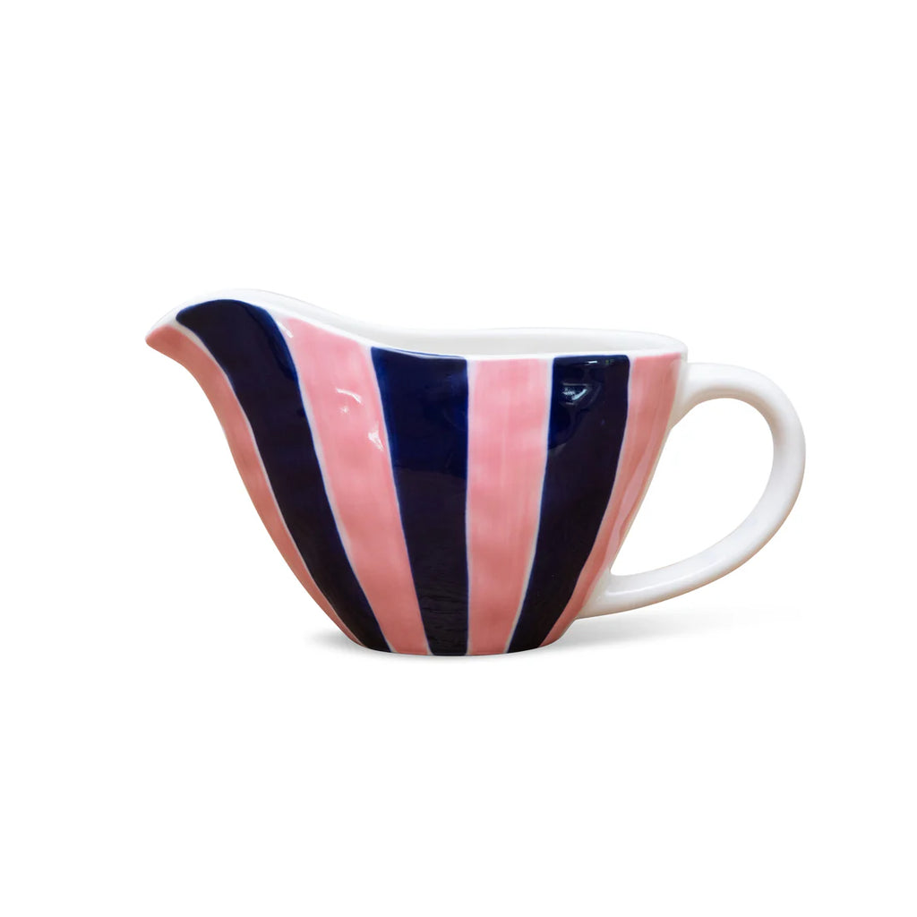 NOSS Ceramic Gravy Jug | Pink & Navy Stripe
