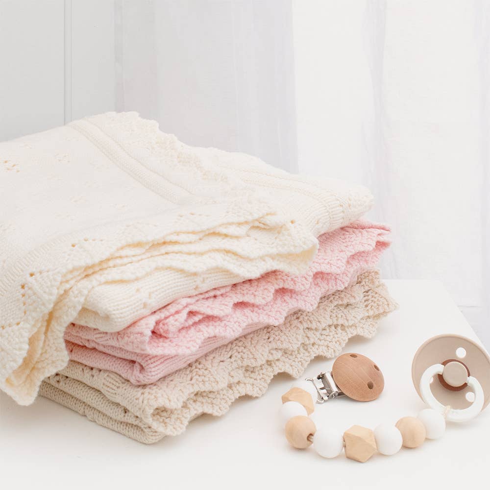 Bamboo/Cotton Heirloom Baby Blanket | Blush