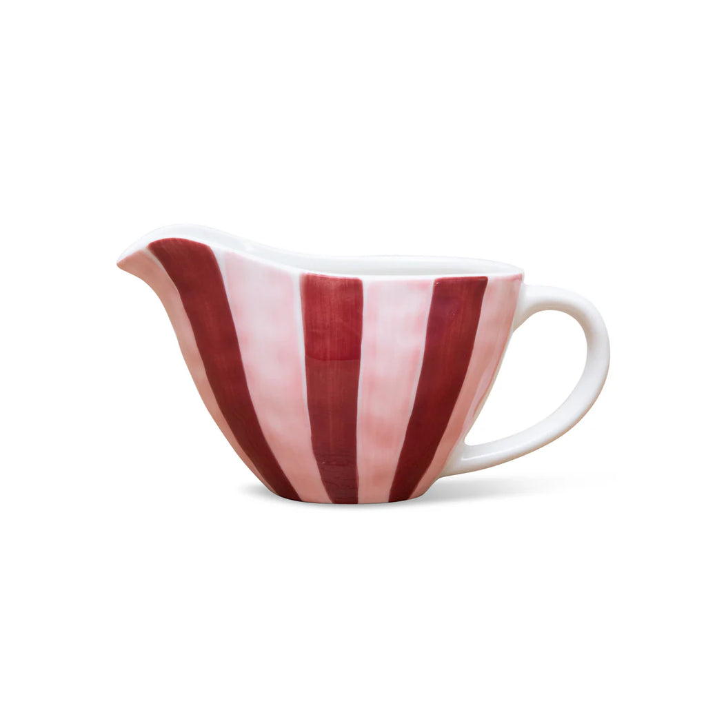 NOSS Ceramic Gravy Jug | Pink & Burgundy Stripe