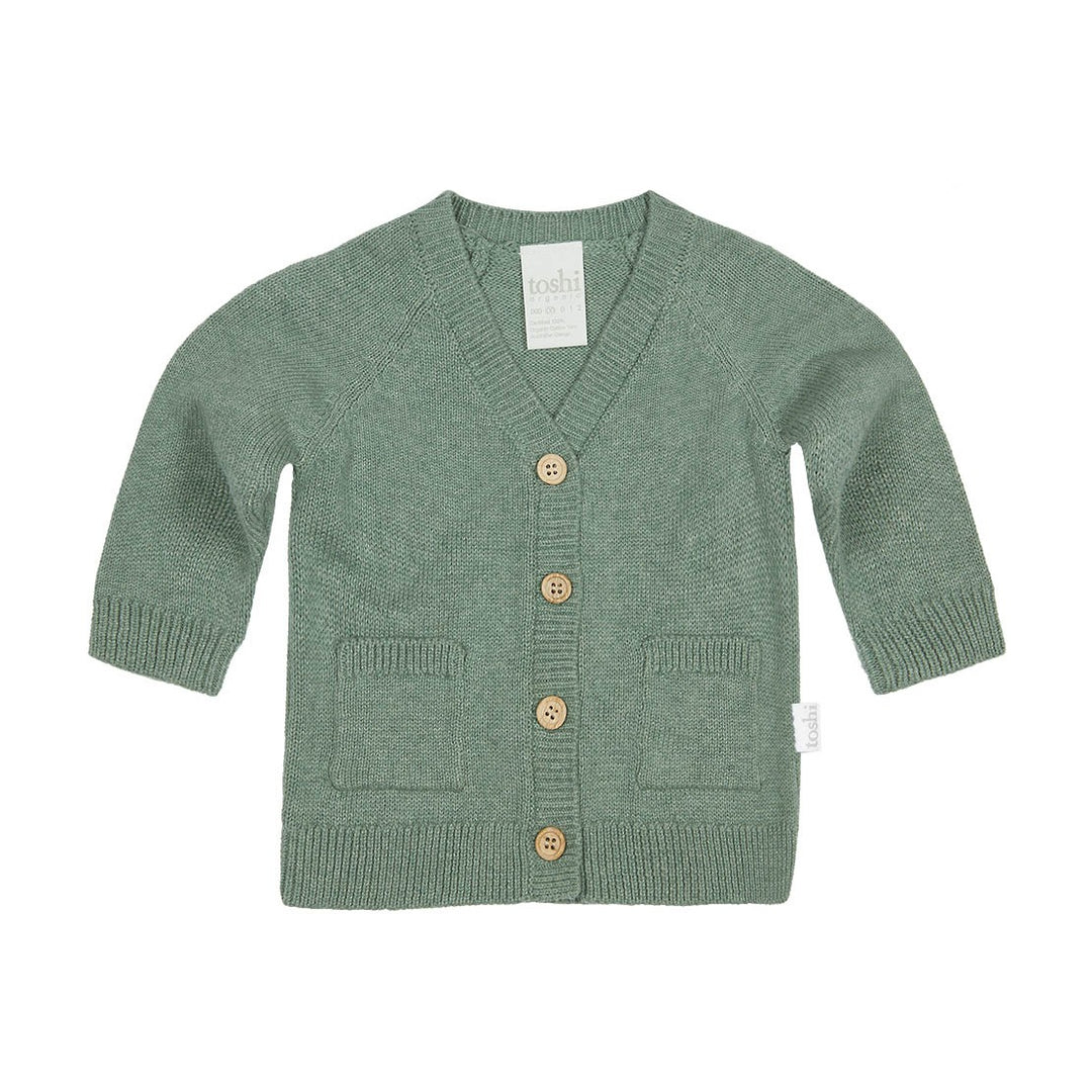 Organic Cardigan Remy Eucalyptus - Toshi