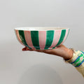 NOSS Ceramic Salad Bowl | Pink & Green Stripe