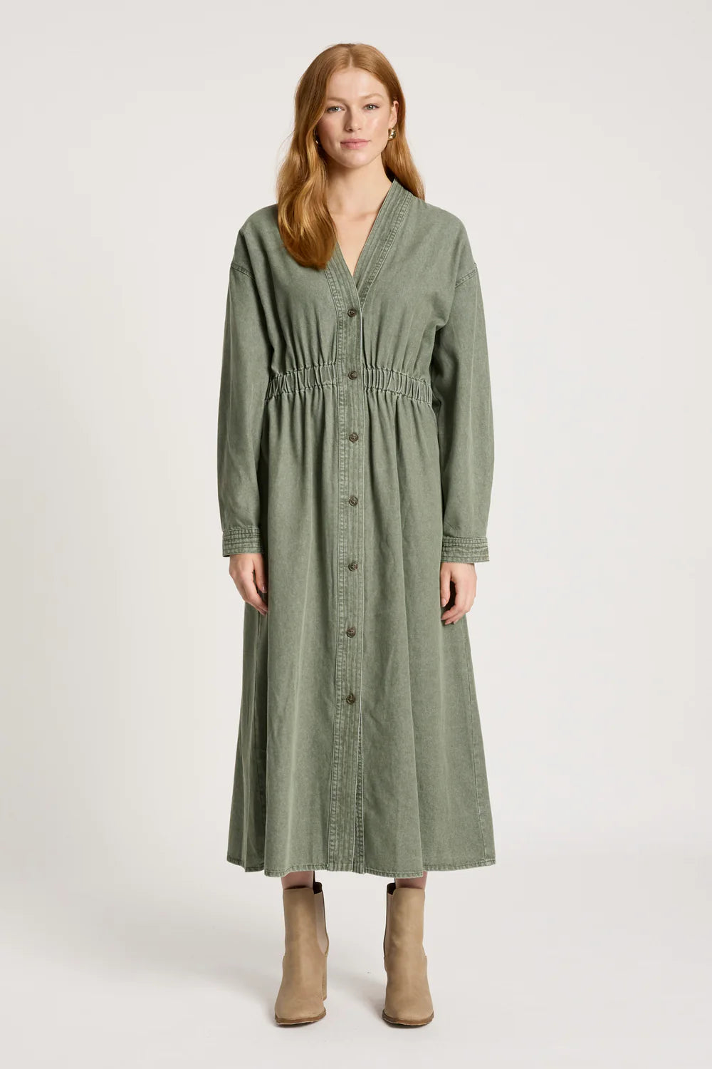Bodhi Denim Dress - Olive
