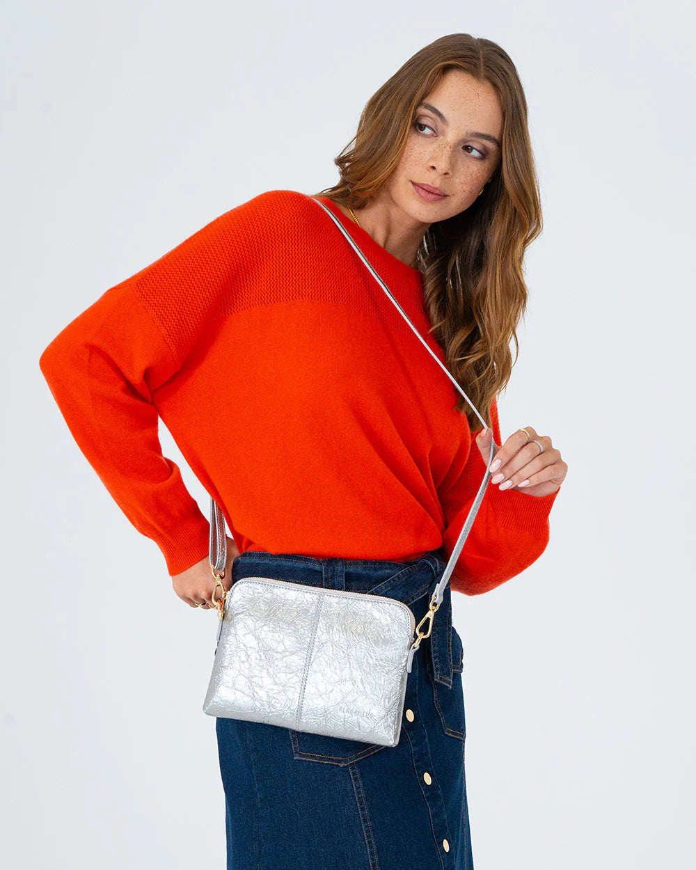 Bowery Crossbody | Silver Crinkle