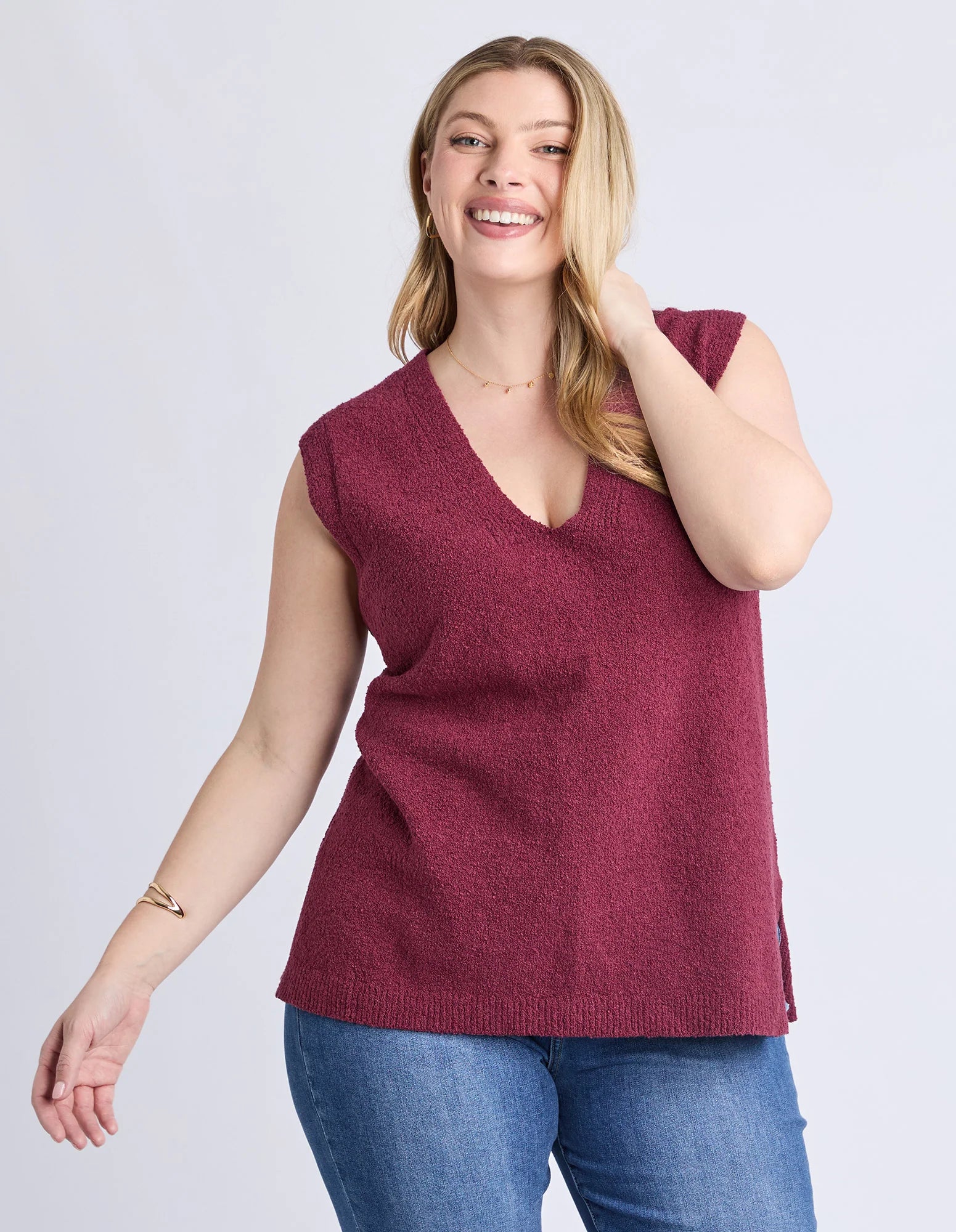 Bowie Knit Vest Plum