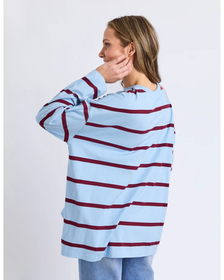 Callie Stripe Lone Sleeve Tee - Blue