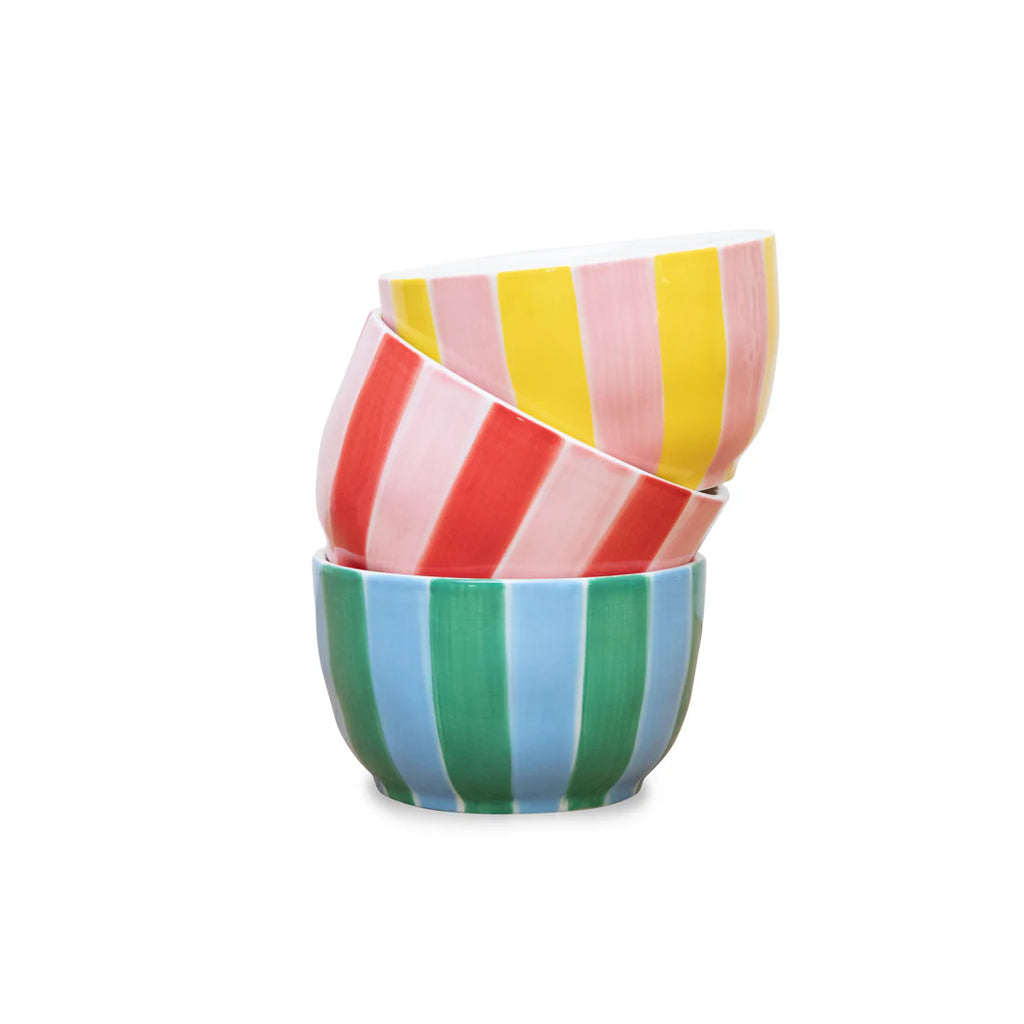 NOSS Ceramic Small Bowl | Blue & Green Stripe