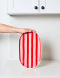 NOSS Oval Ceramic Platter - Pink & Red Stripe