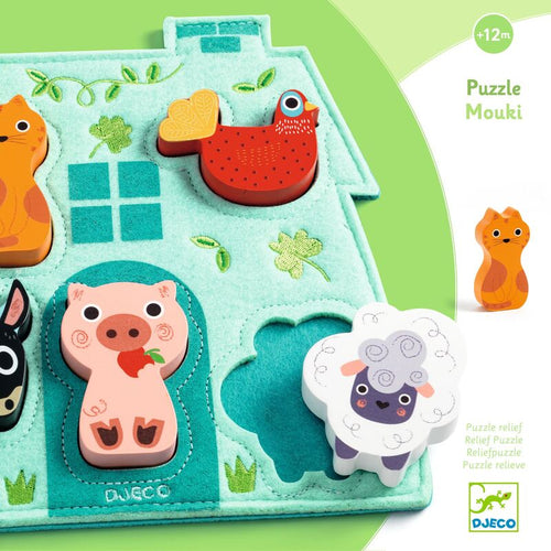 Mouki Farm Animal Wooden and Felt Puzzle