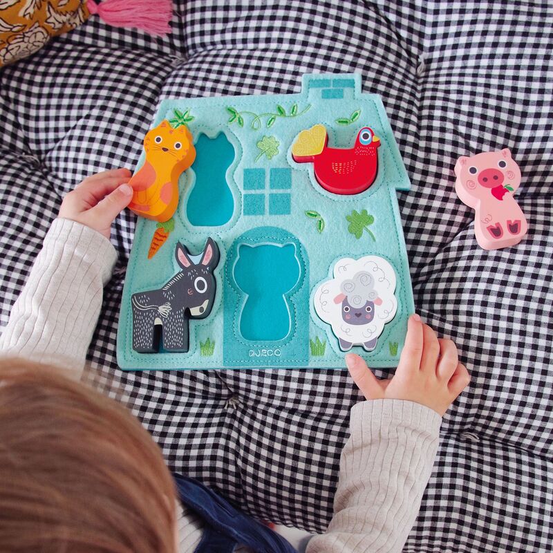 Mouki Farm Animal Wooden and Felt Puzzle