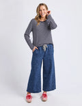 Drea Long Sleeve Tee Navy/White Stripe