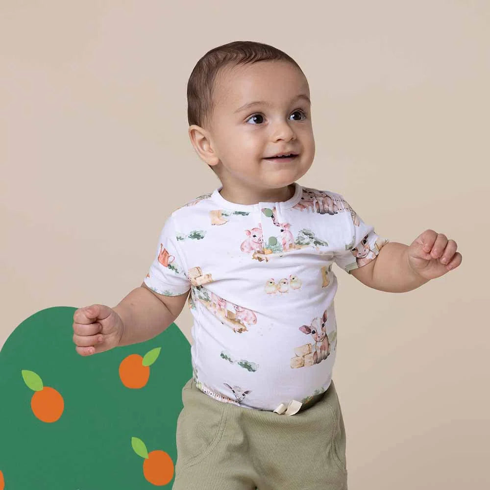 Snuggle Hunny Farm Short Sleeve Organic Bodysuit