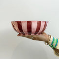 NOSS Ceramic Salad Bowl | Pink & Burgundy Stripe