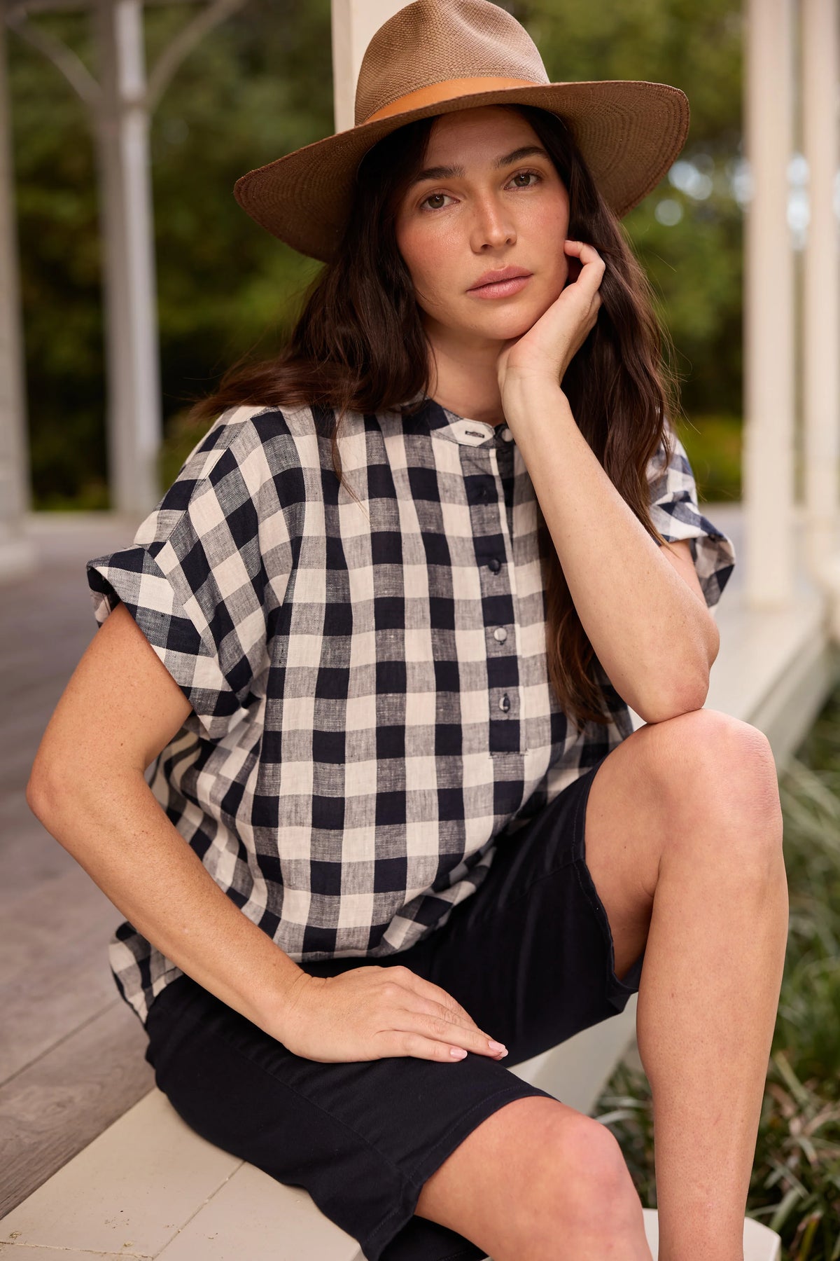 Honey Linen Blouse - Dark Navy | Goondiwindi Cotton