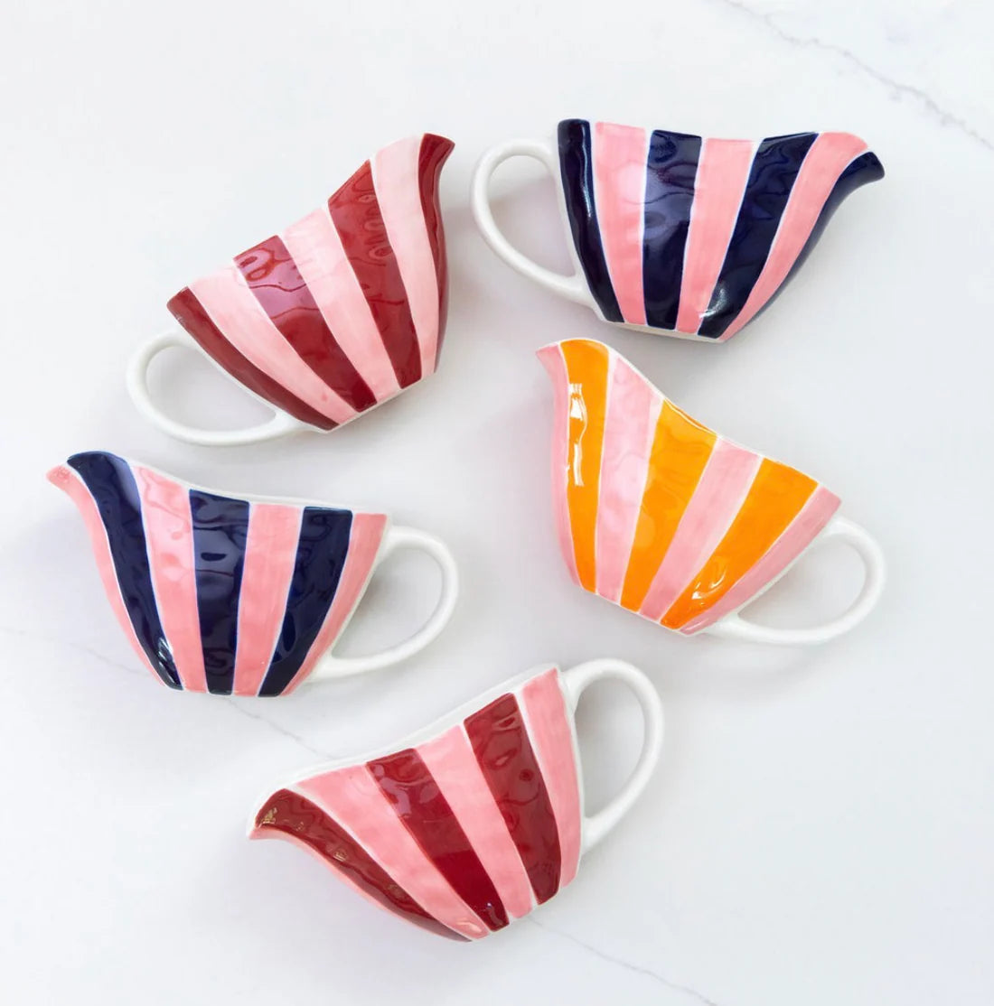 NOSS Ceramic Gravy Jug | Pink & Navy Stripe