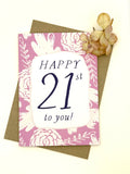 Pink 21st Birthday Card