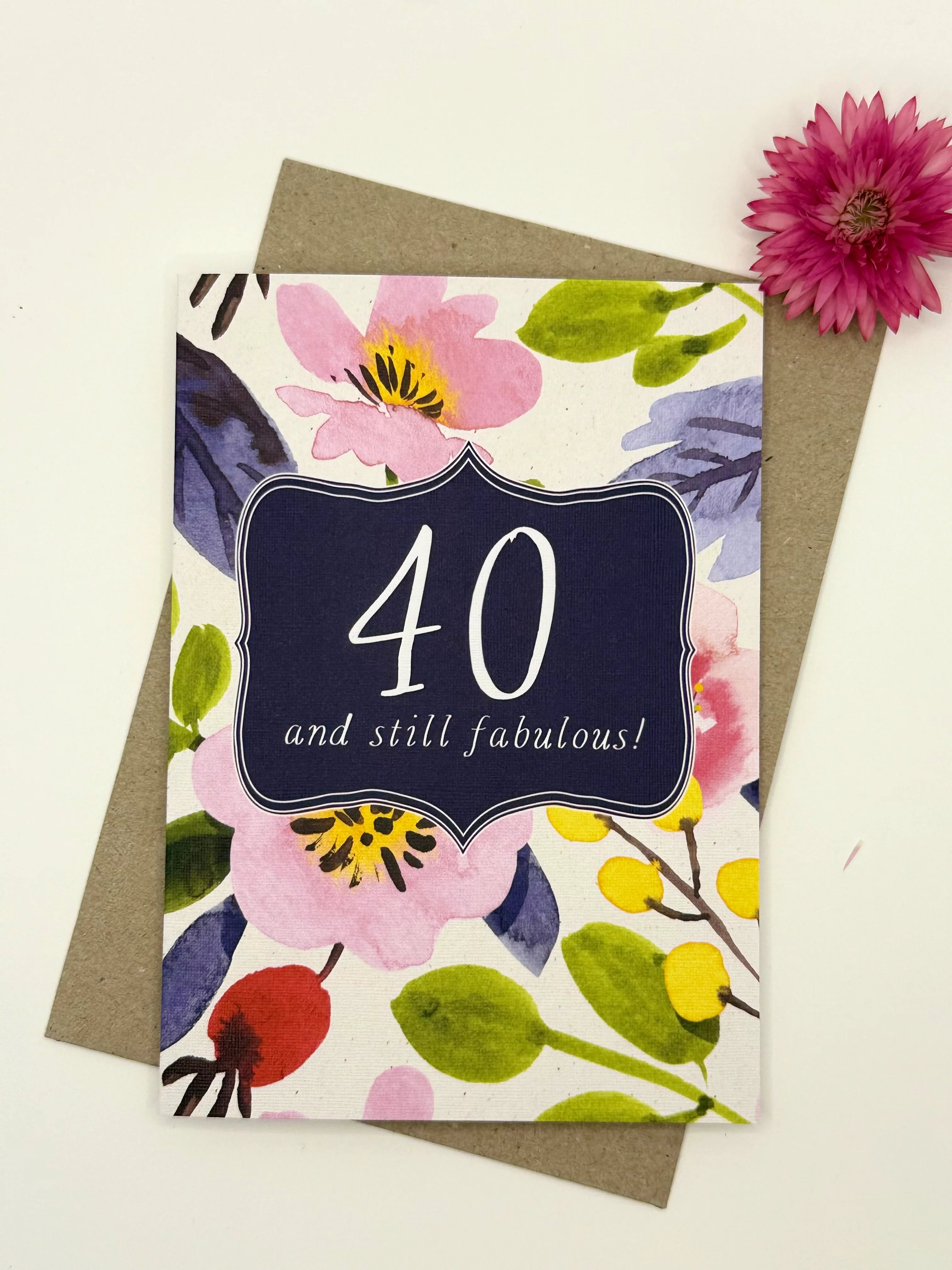 Floral 40th Birthday Card