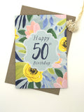 Floral 50th Birthday Card
