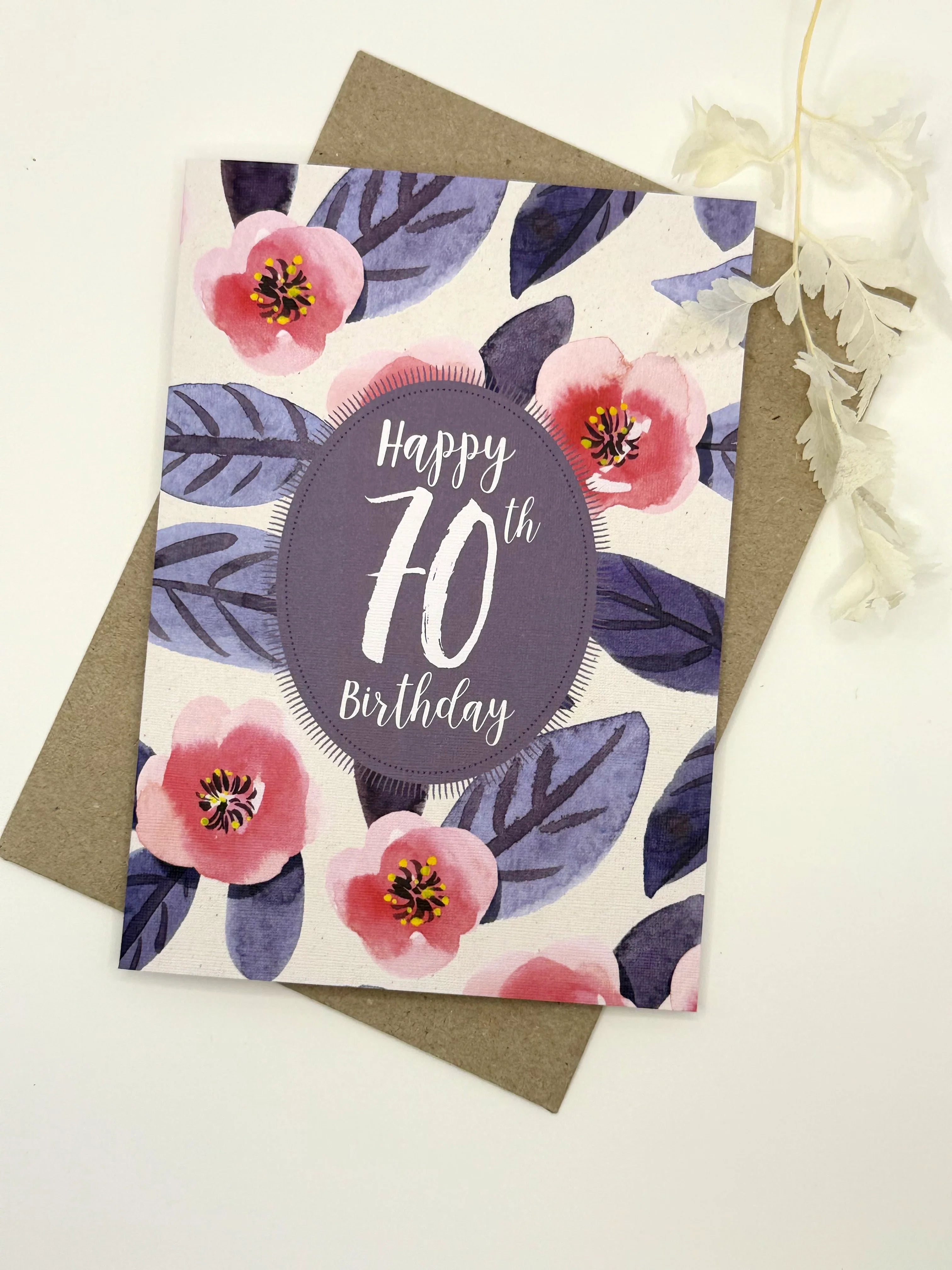 Floral 70th Birthday Card