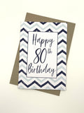 Blue 80th Birthday Card