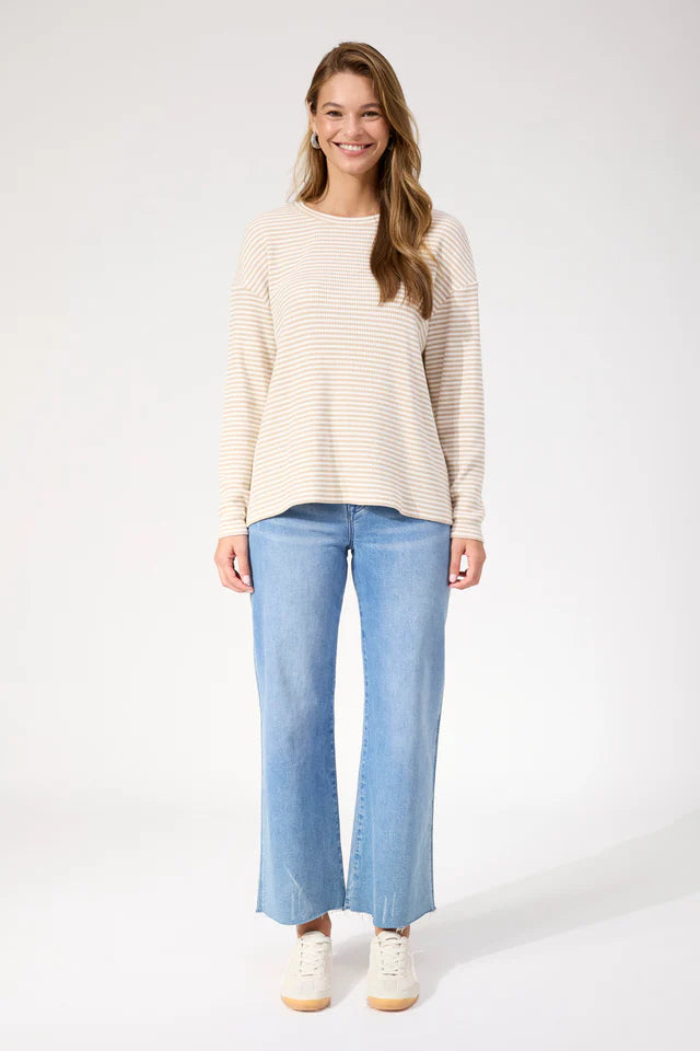 Levi Stripe Long Sleeve Tshirt - Latte