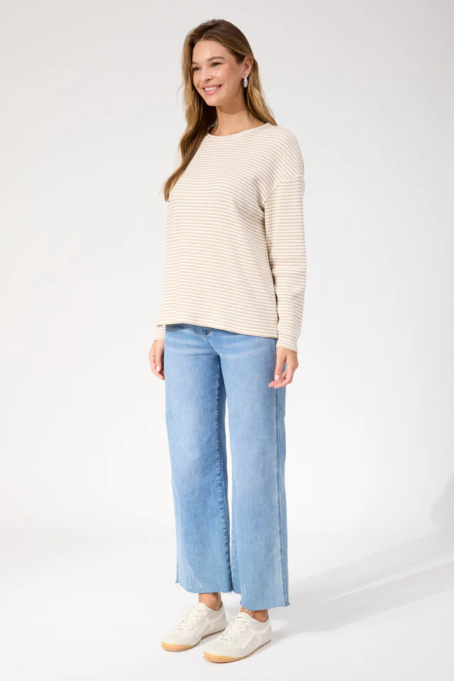 Levi Stripe Long Sleeve Tshirt - Latte