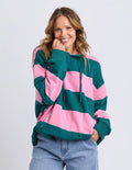 Liberty Block Hoodie - Pink & Green Stripe