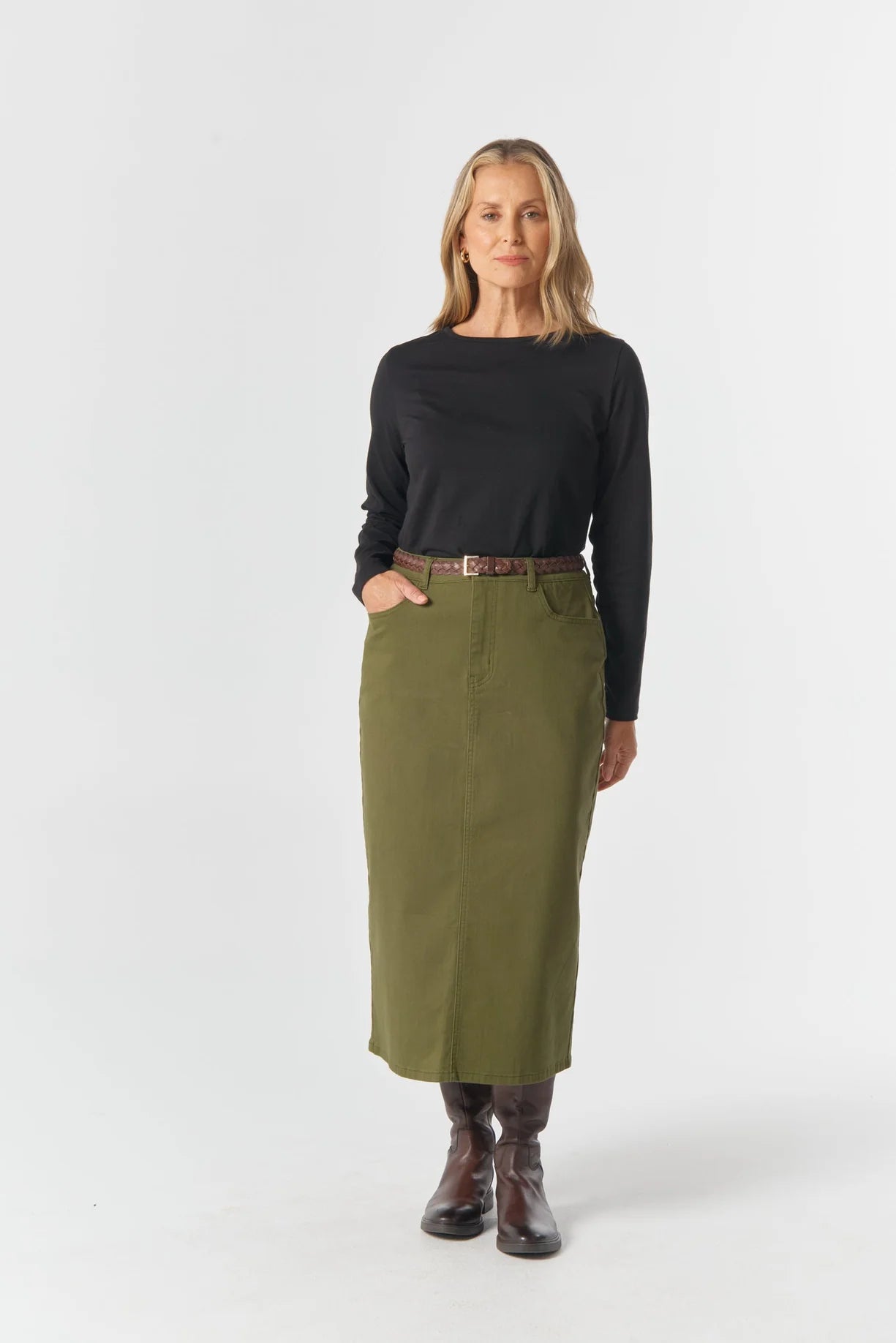 5 Pocket Maxi Skirt - Sage