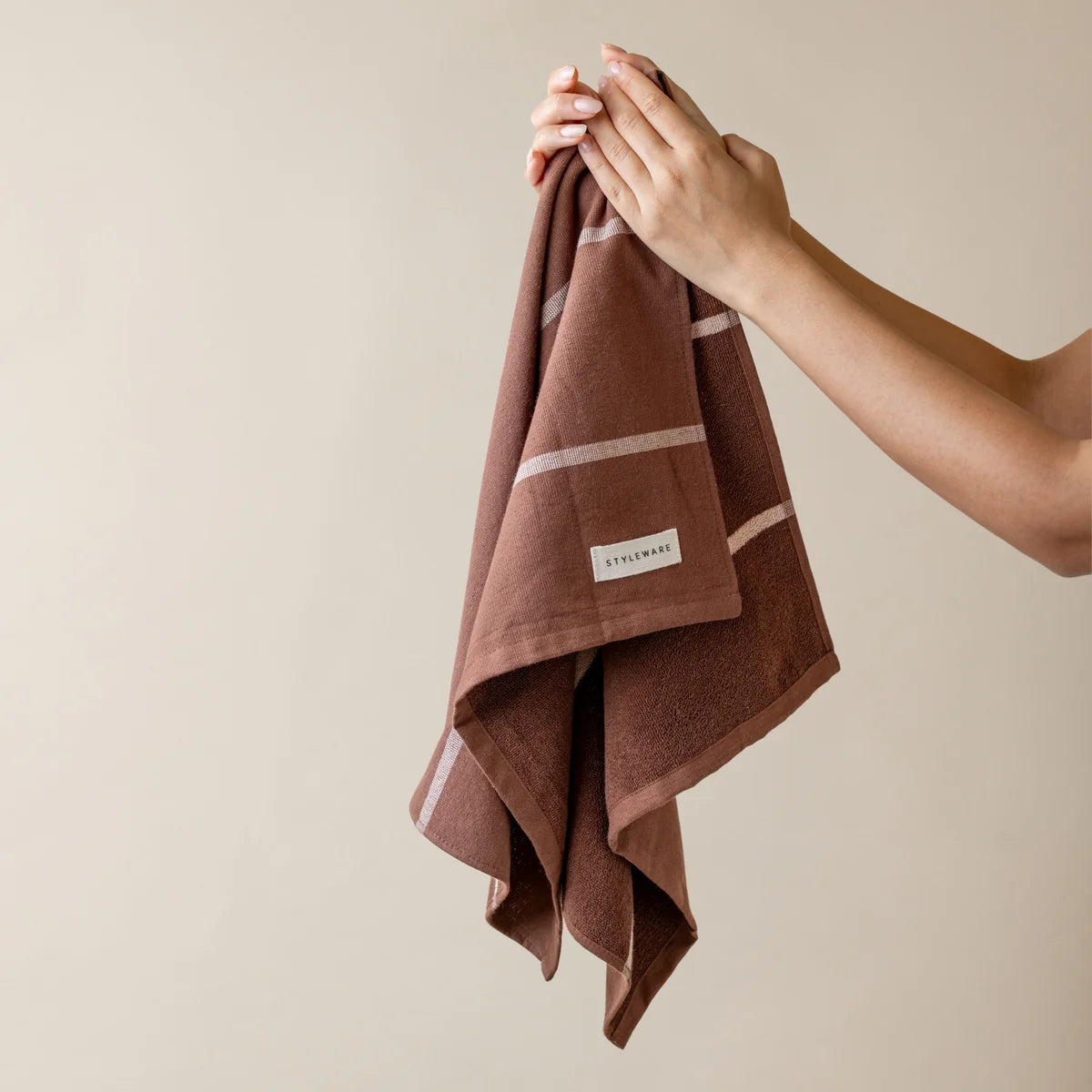 Styleware Between The Lines II Tea Towel | Mocha