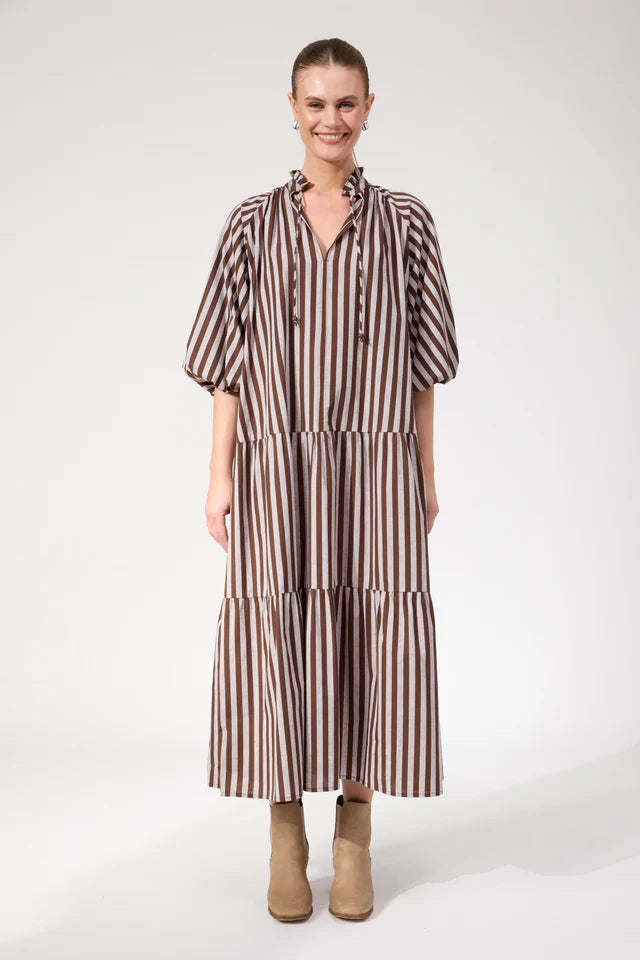 Monterosa Stripe Maxi Dress - Brown