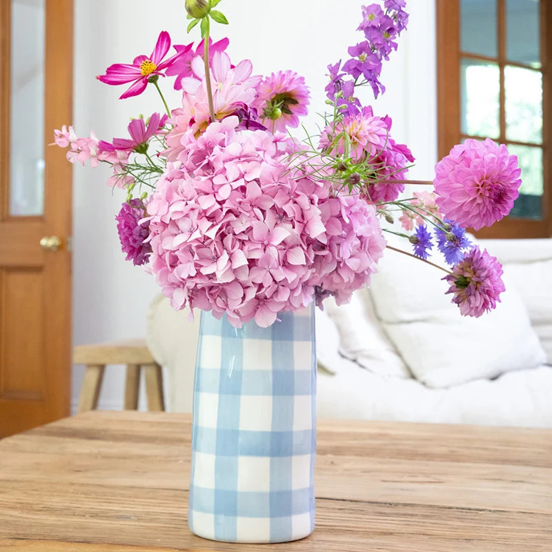 NOSS Large Vase - Cornflower Blue Gingham
