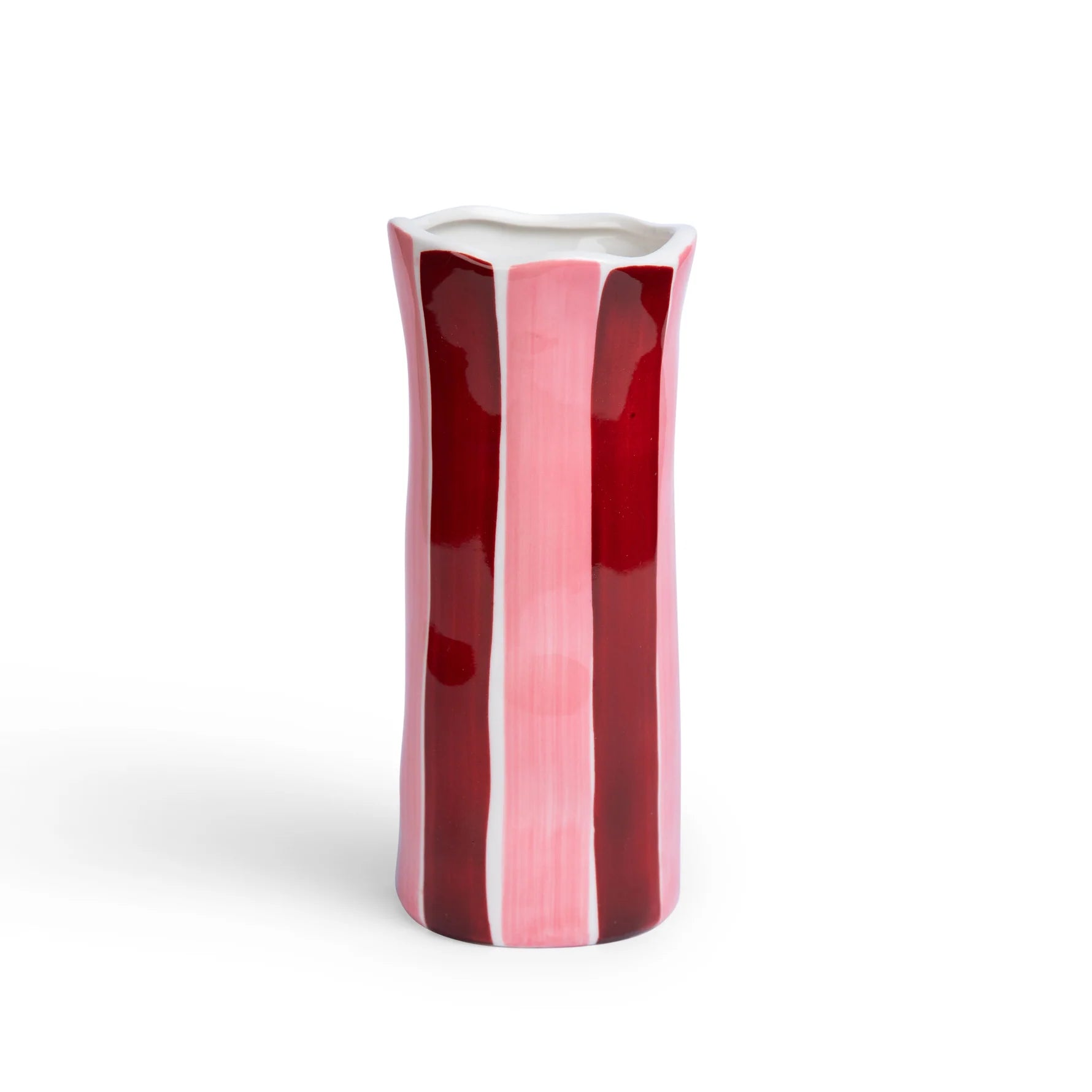 NOSS Small Vase - Burgundy and Pink Stripe