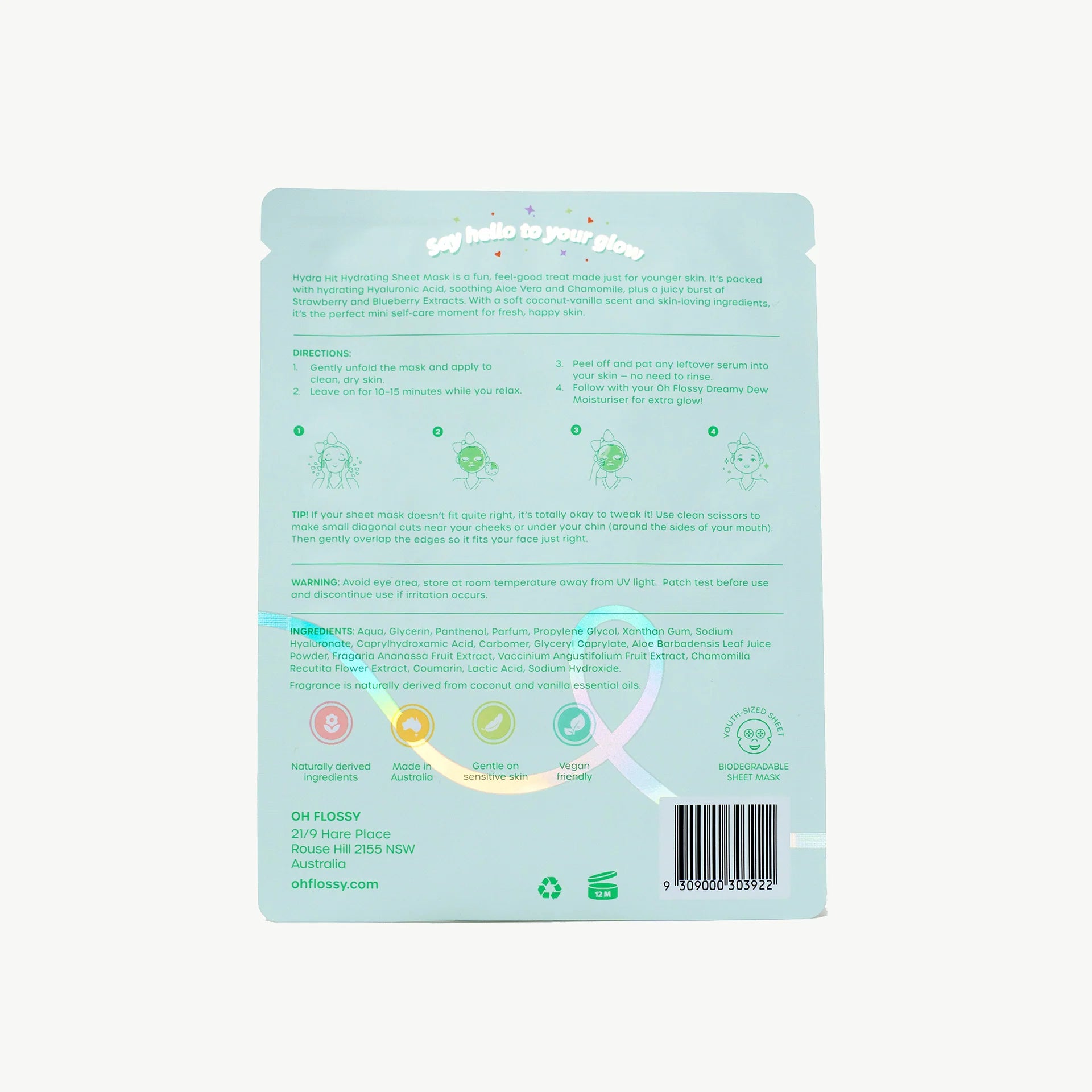 Oh Flossy Skincare | Hydra Hit Hydrating Coconut Mask