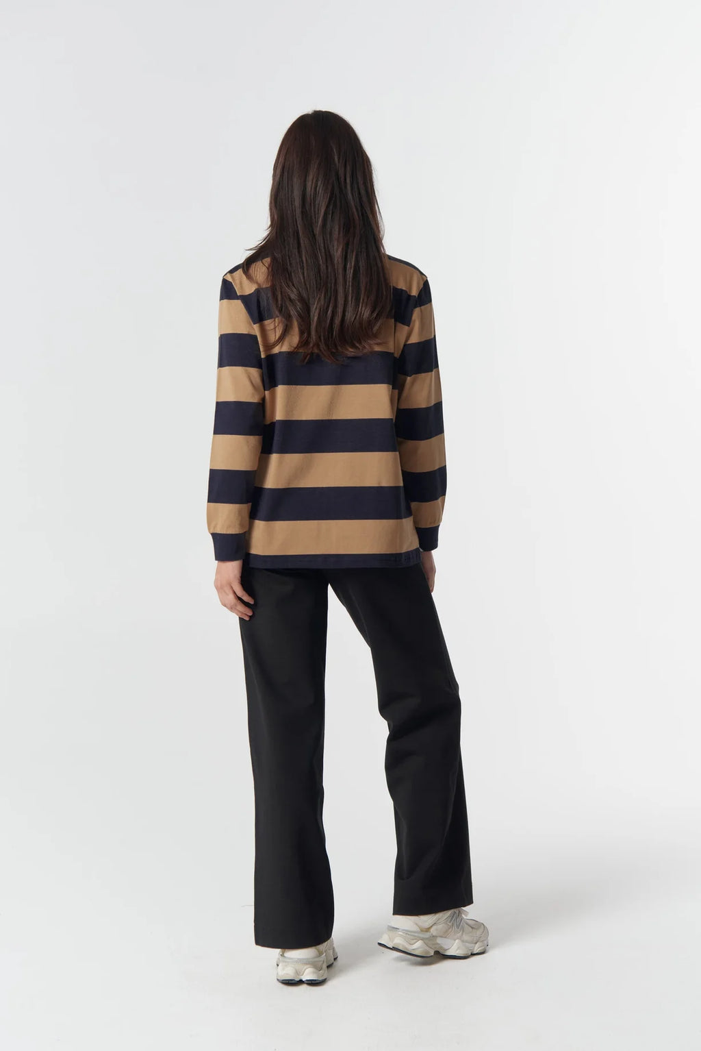 Overland Cotton Rugby Top - Iced Coffee/Navy