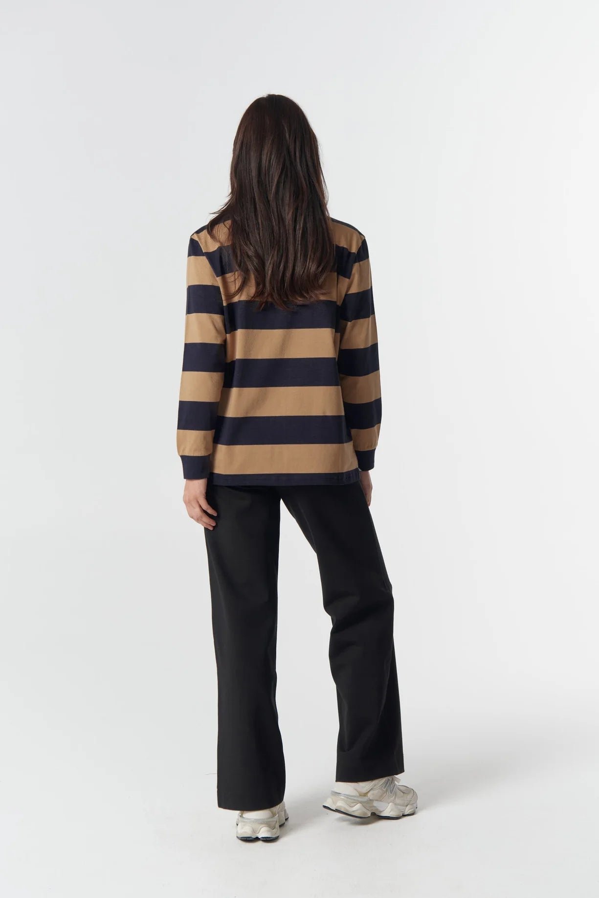 Overland Cotton Rugby Top - Iced Coffee/Navy