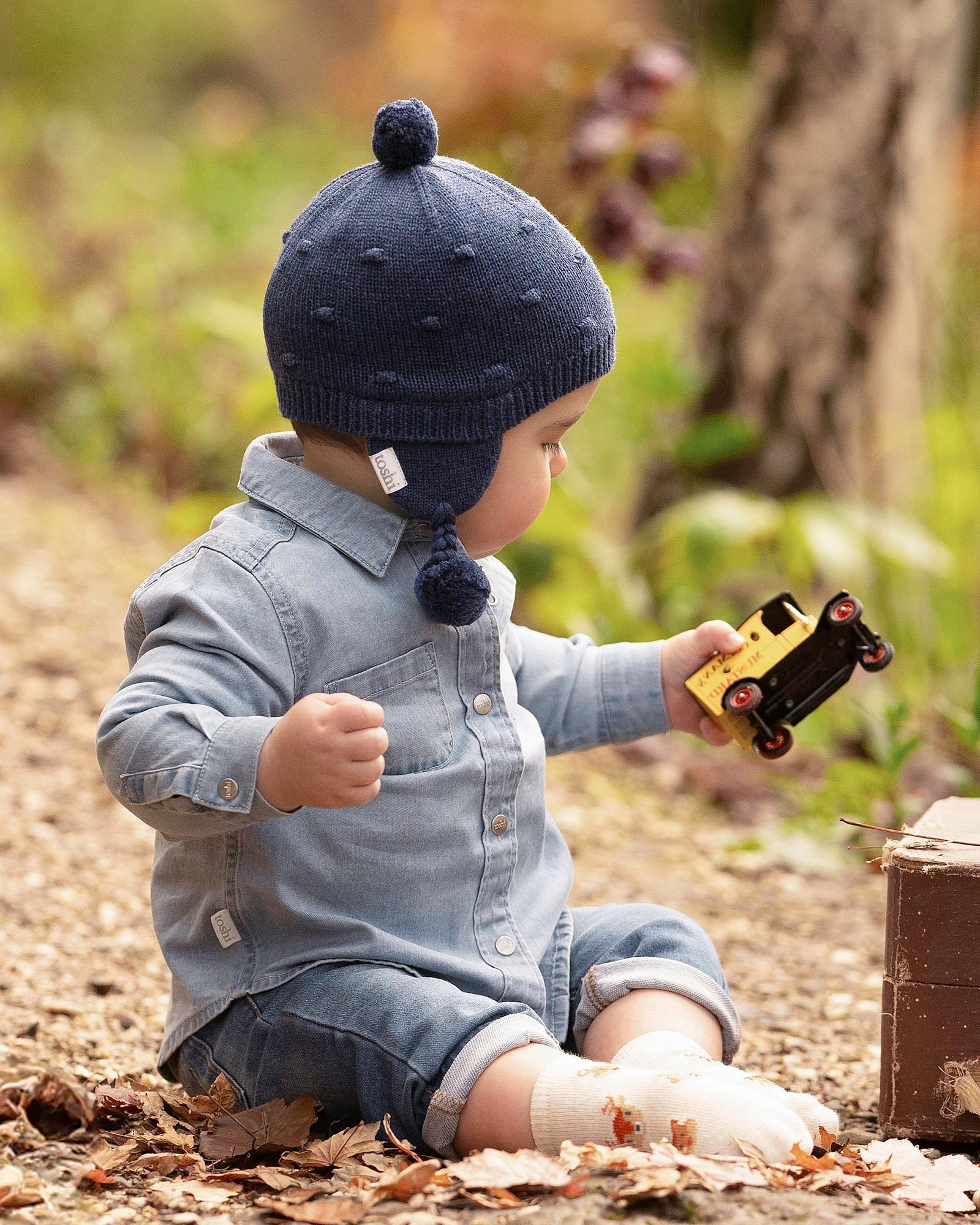 Organic Beanie Earmuff Popcorn - Ink